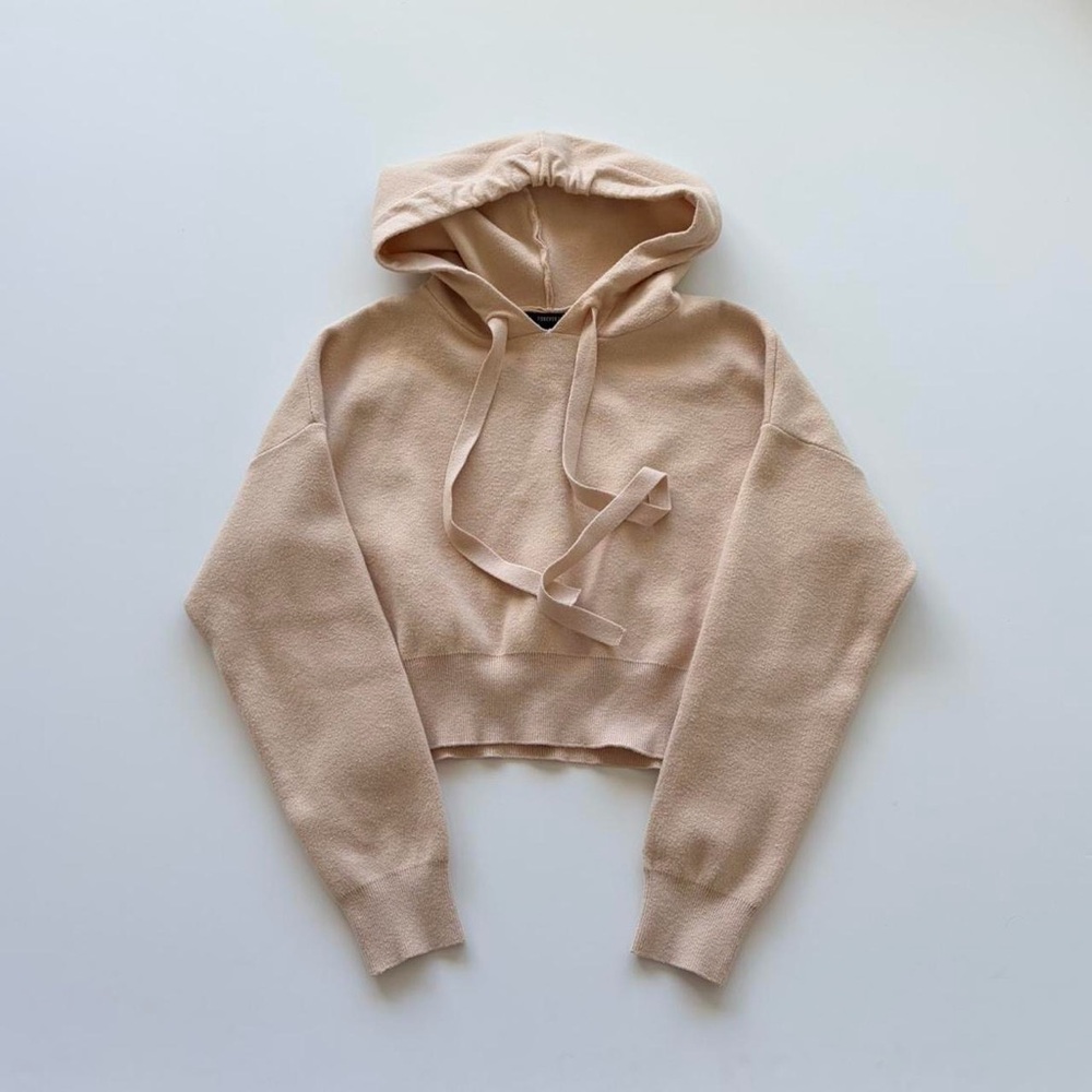 Tan Cropped Sweater Hoodie